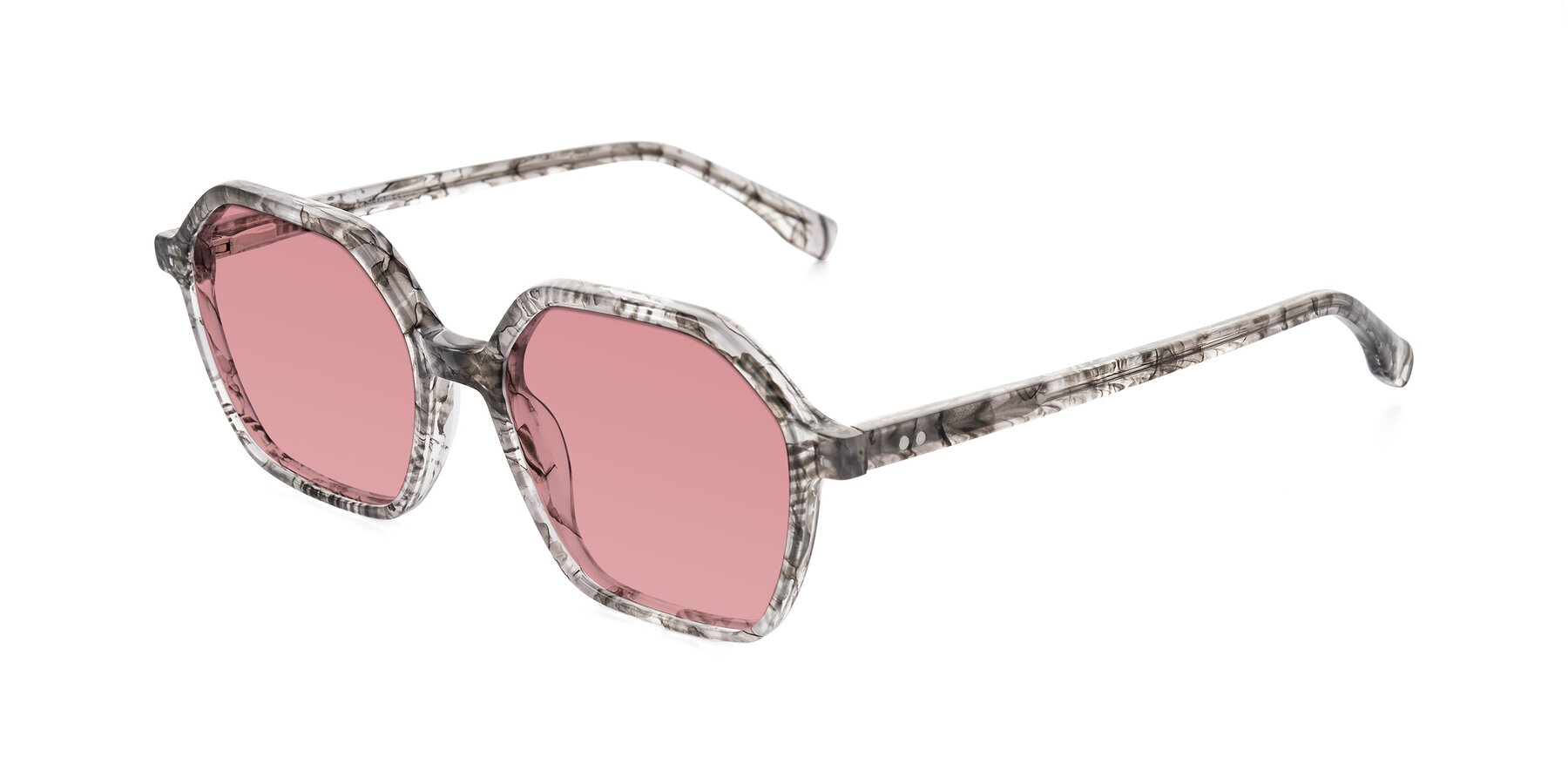 Angle of Hortale in Gray Tortoise with Medium Garnet Tinted Lenses