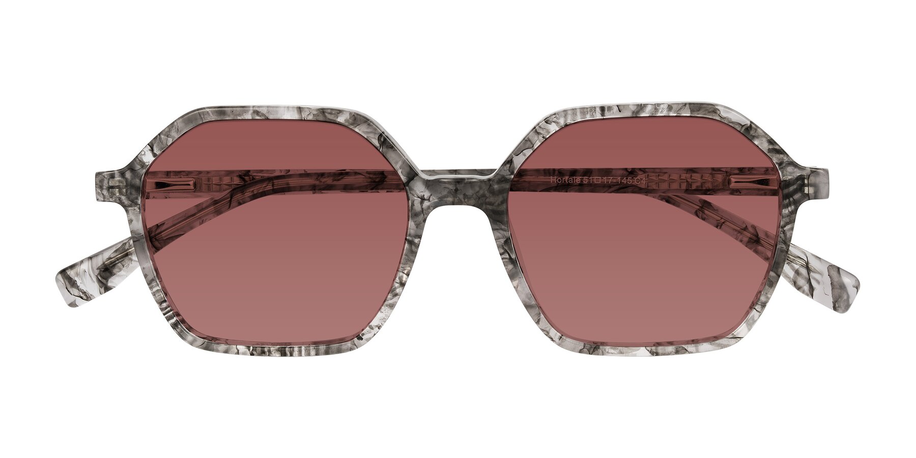 Folded Front of Hortale in Gray Tortoise with Garnet Tinted Lenses