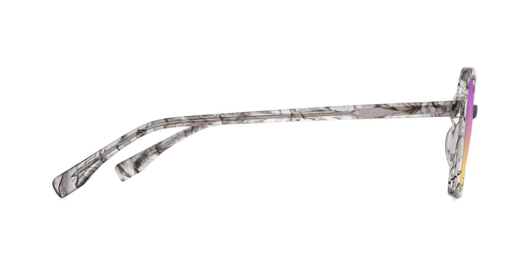 Side of Hortale in Gray Tortoise with Purple / Yellow Gradient Lenses