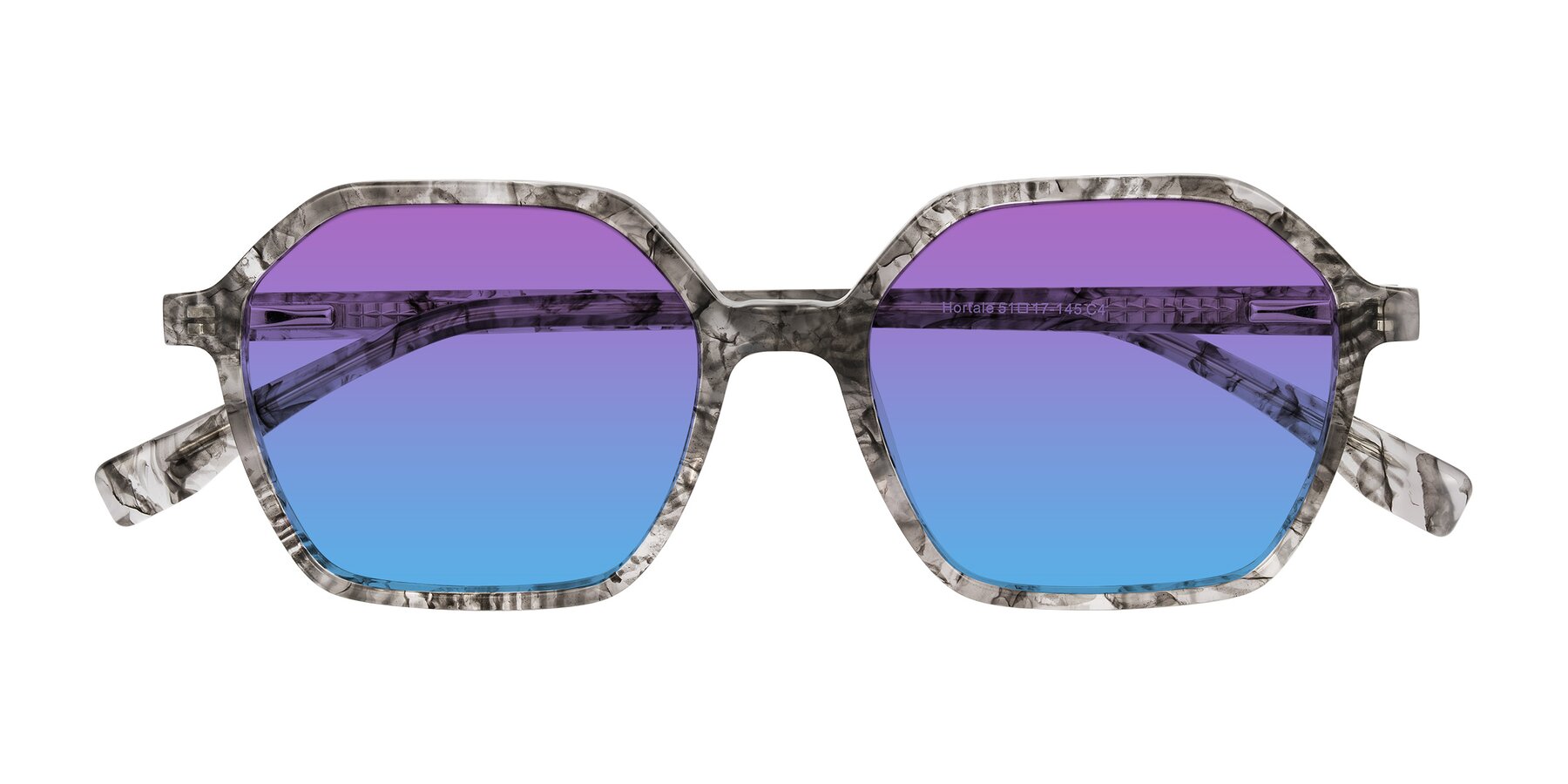 Folded Front of Hortale in Gray Tortoise with Purple / Blue Gradient Lenses
