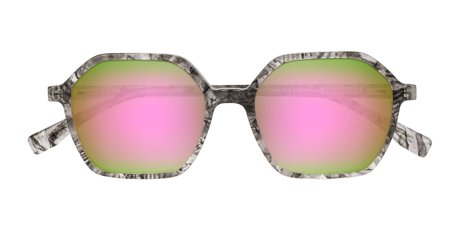 Folded Front of Hortale in Gray Tortoise with Pink Mirrored Lenses