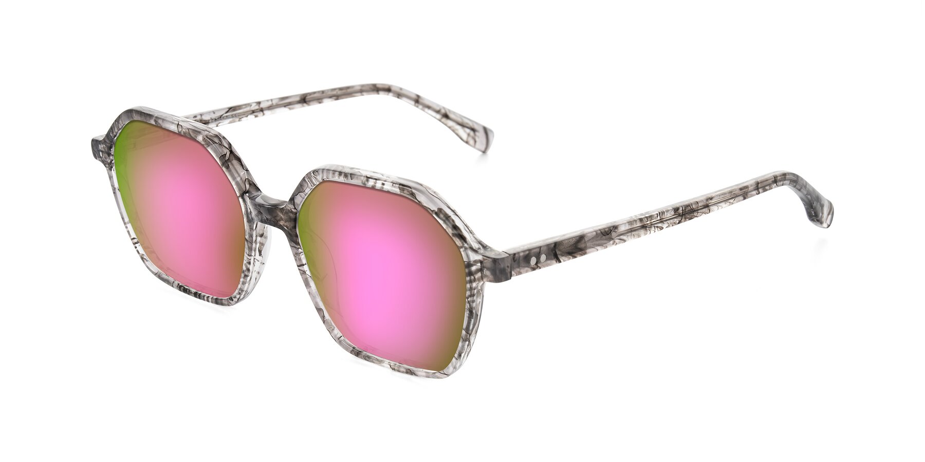 Angle of Hortale in Gray Tortoise with Pink Mirrored Lenses