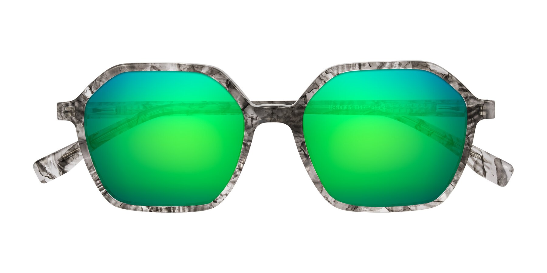 Folded Front of Hortale in Gray Tortoise with Green Mirrored Lenses