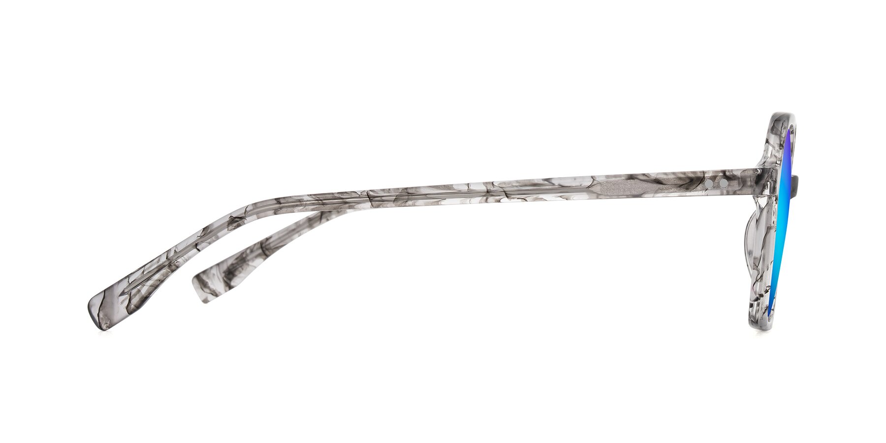 Side of Hortale in Gray Tortoise with Blue Mirrored Lenses
