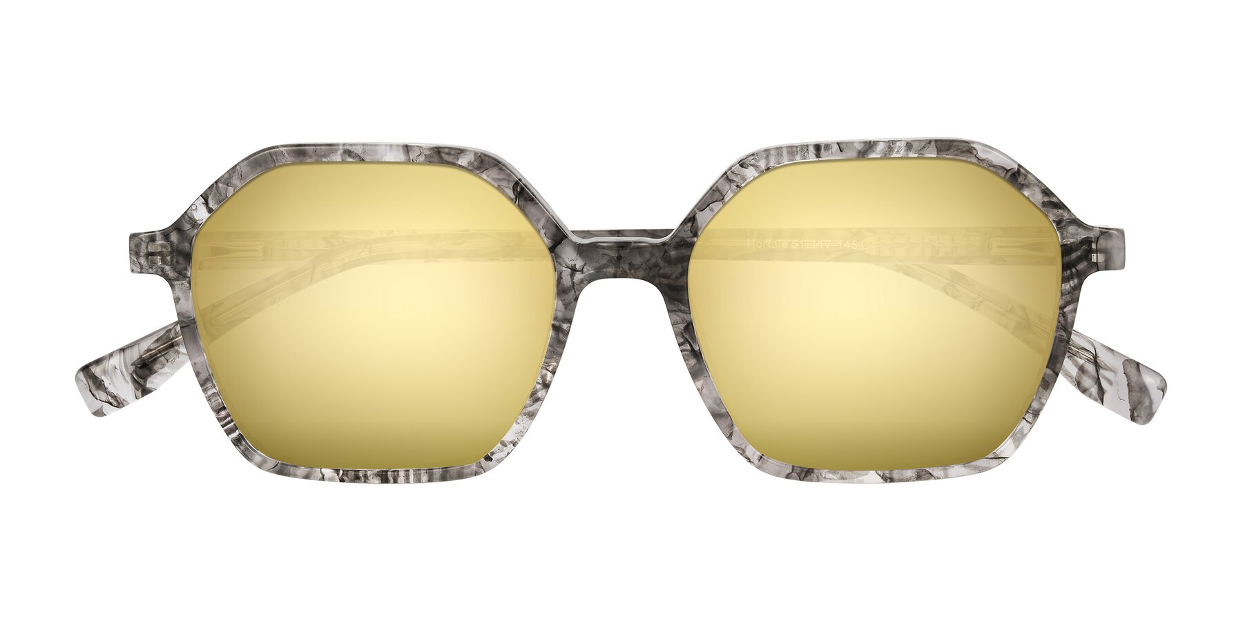 Folded Front of Hortale in Gray Tortoise with Gold Mirrored Lenses