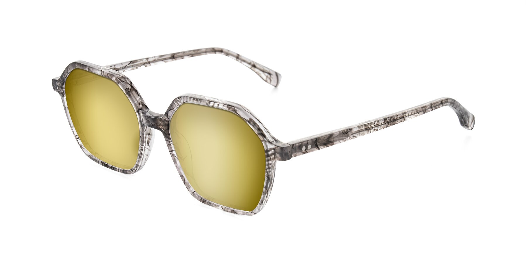 Angle of Hortale in Gray Tortoise with Gold Mirrored Lenses