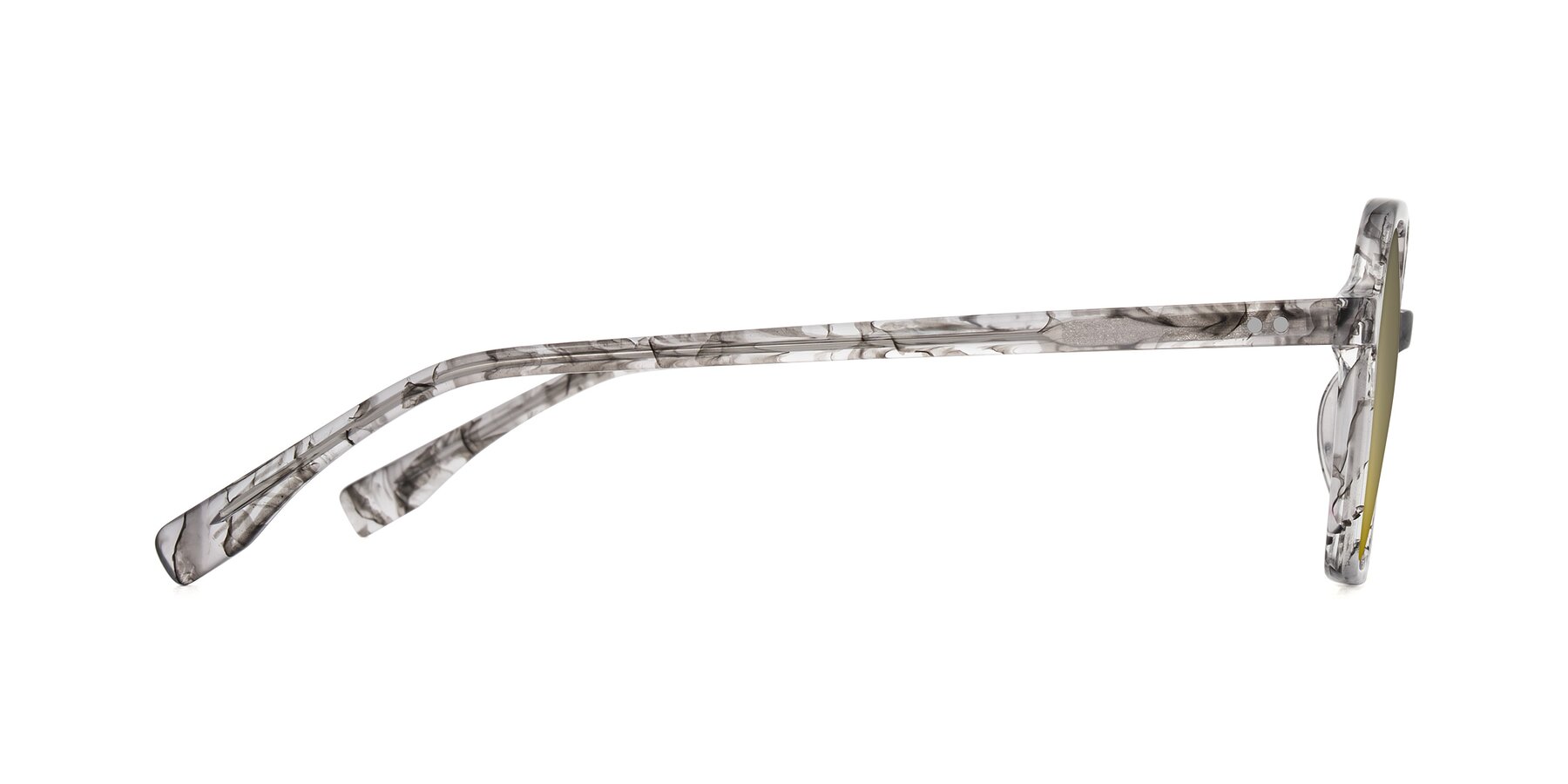 Side of Hortale in Gray Tortoise with Gold Mirrored Lenses