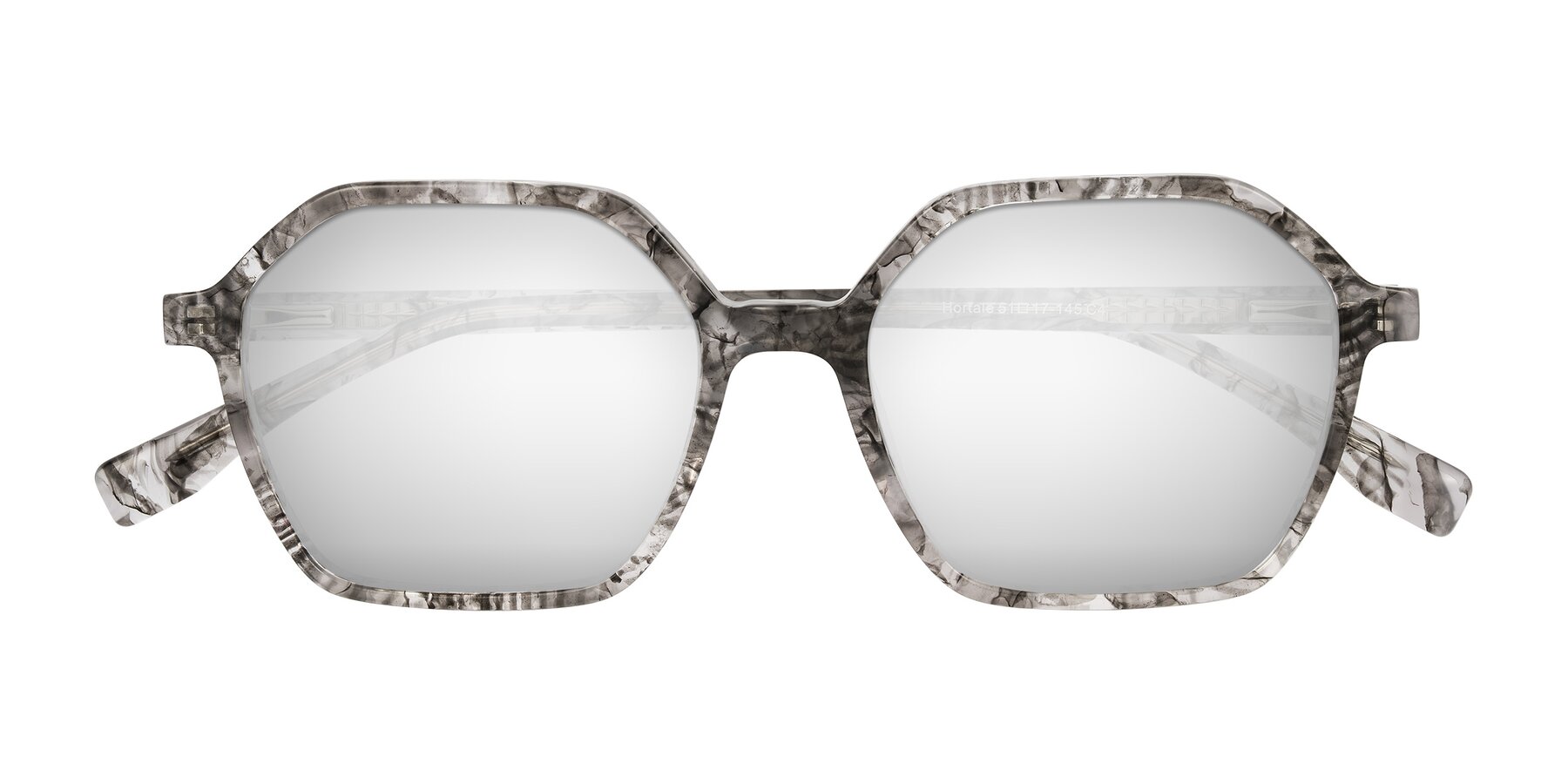 Folded Front of Hortale in Gray Tortoise with Silver Mirrored Lenses