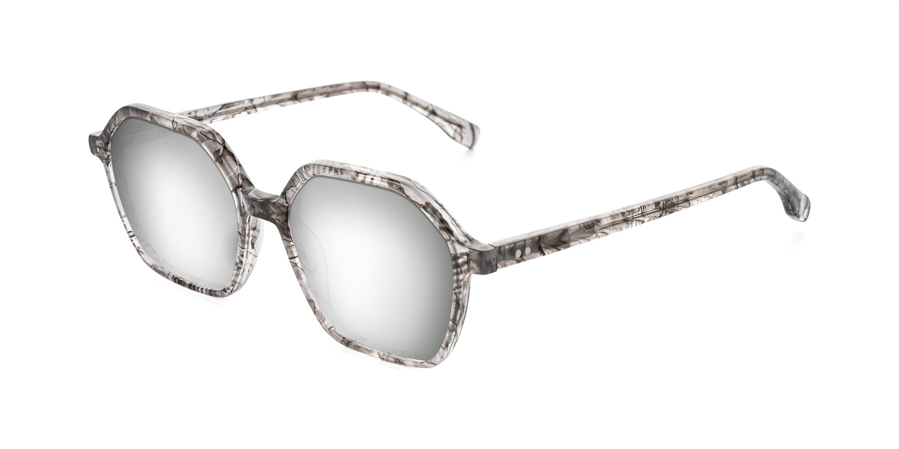 Angle of Hortale in Gray Tortoise with Silver Mirrored Lenses