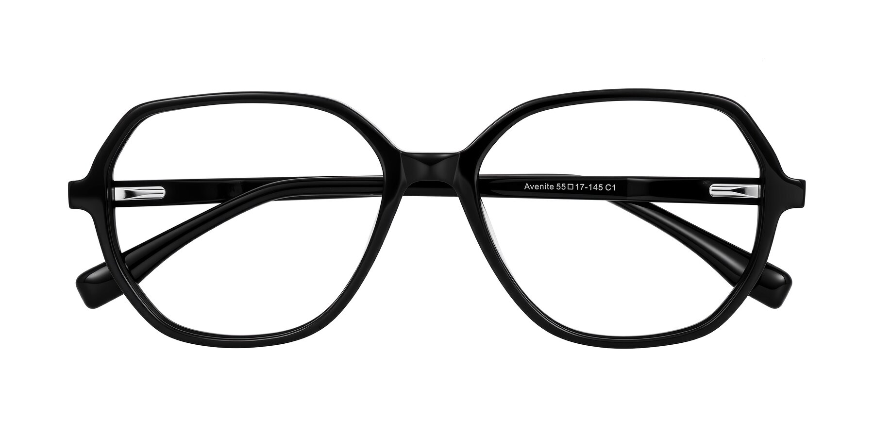 Folded Front of Avenite in Black with Clear Eyeglass Lenses