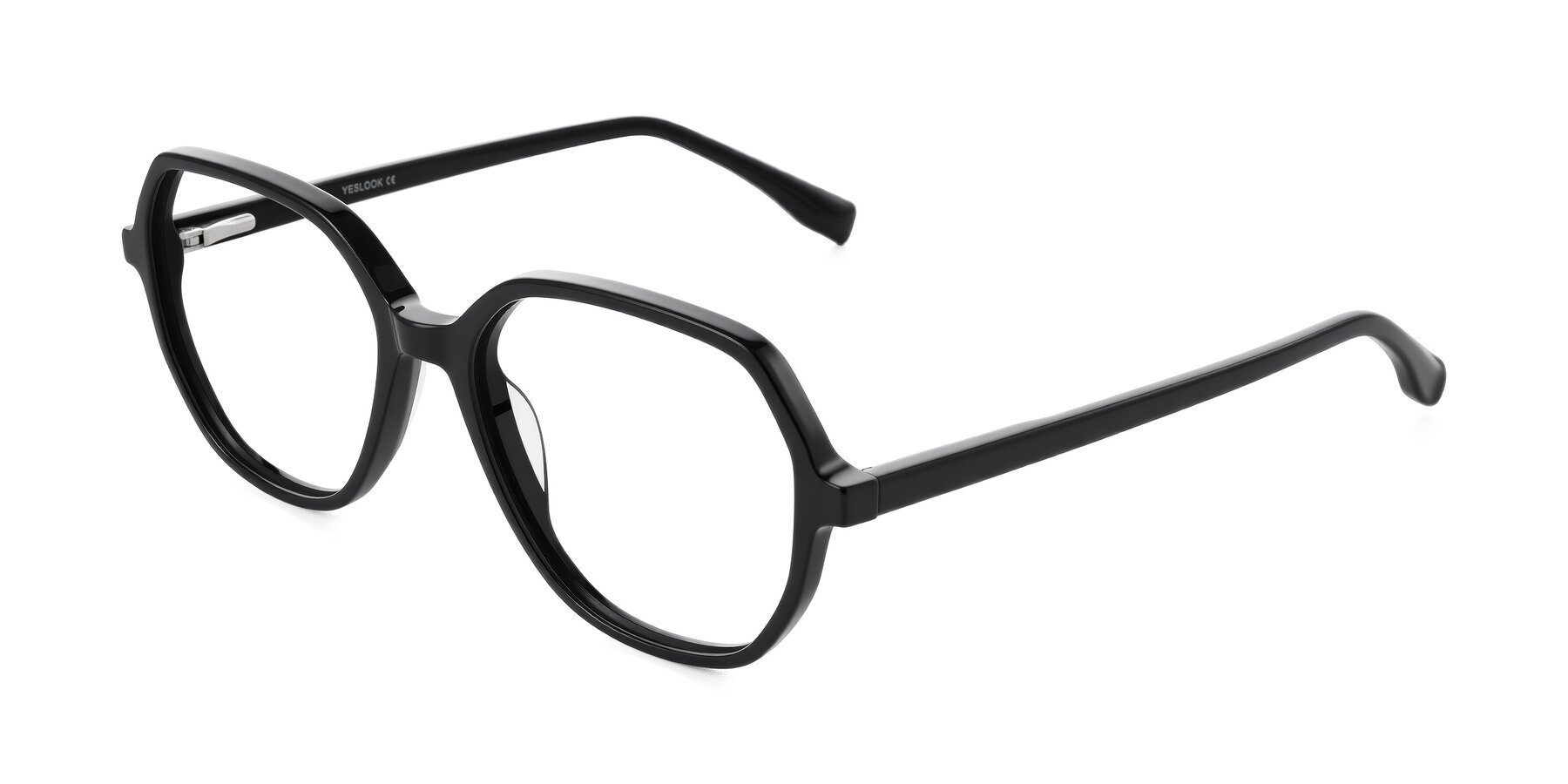 Angle of Avenite in Black with Clear Eyeglass Lenses