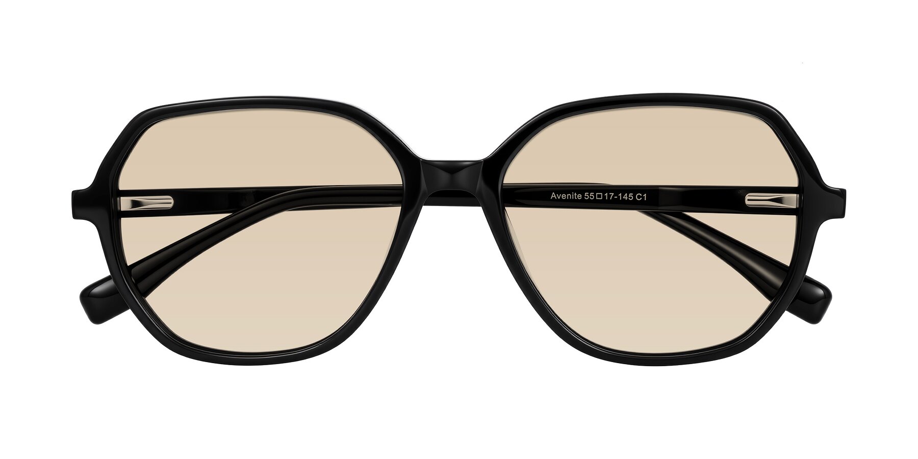 Folded Front of Avenite in Black with Light Brown Tinted Lenses
