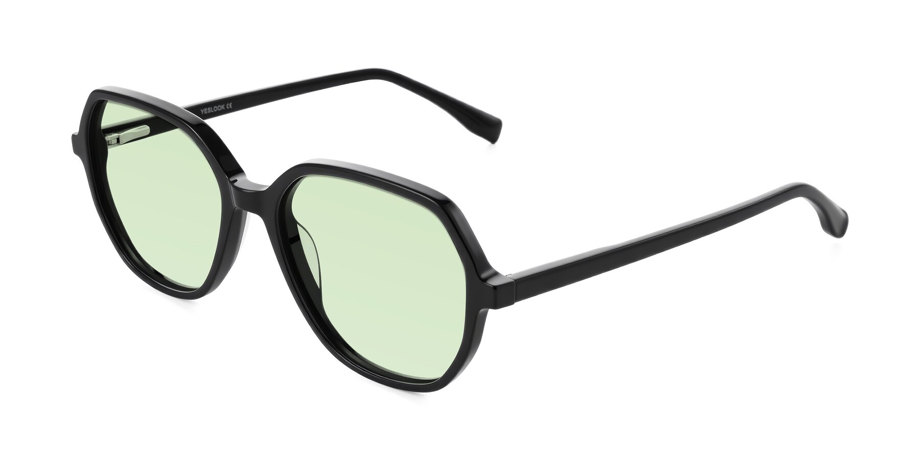 Angle of Avenite in Black with Light Green Tinted Lenses