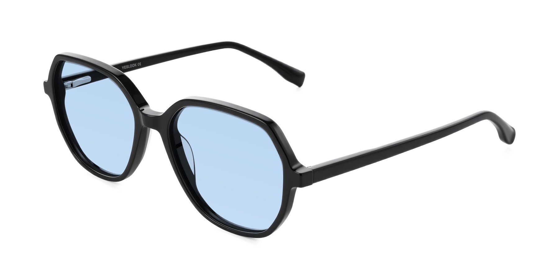Angle of Avenite in Black with Light Blue Tinted Lenses