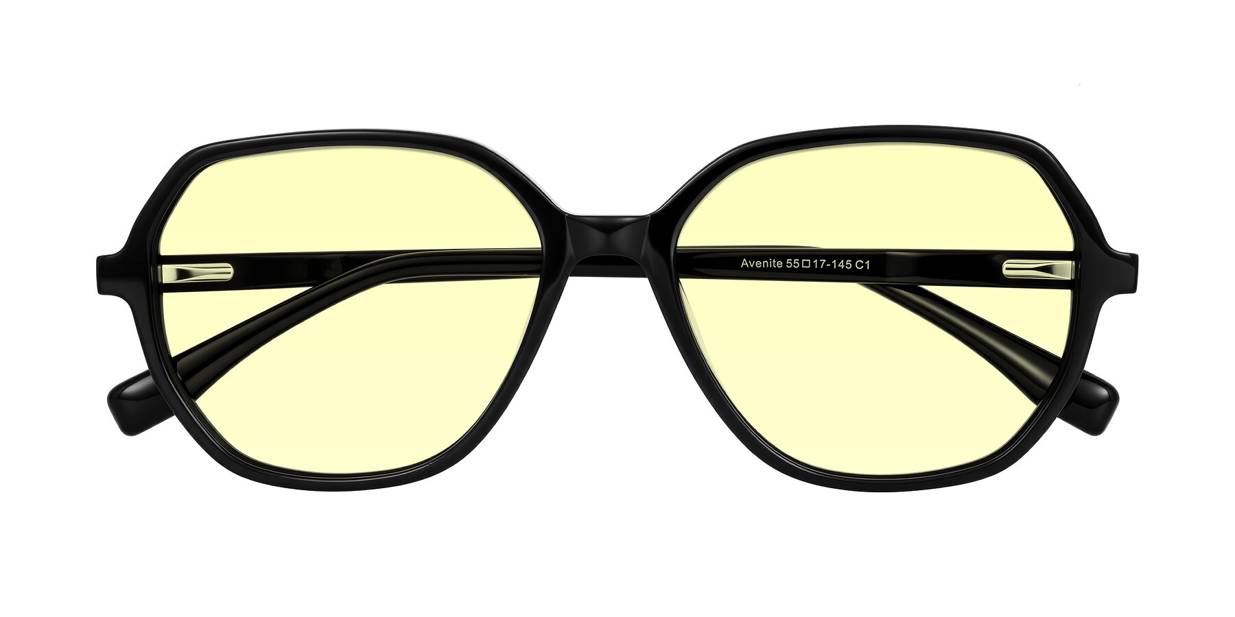 Folded Front of Avenite in Black with Light Yellow Tinted Lenses