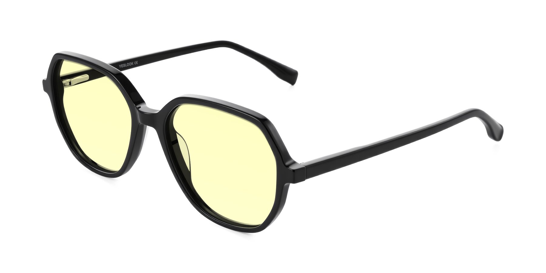 Angle of Avenite in Black with Light Yellow Tinted Lenses