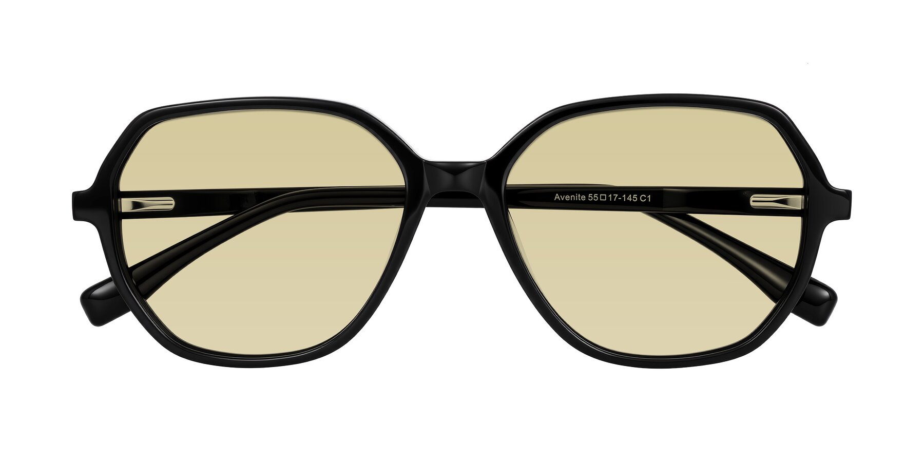 Folded Front of Avenite in Black with Light Champagne Tinted Lenses