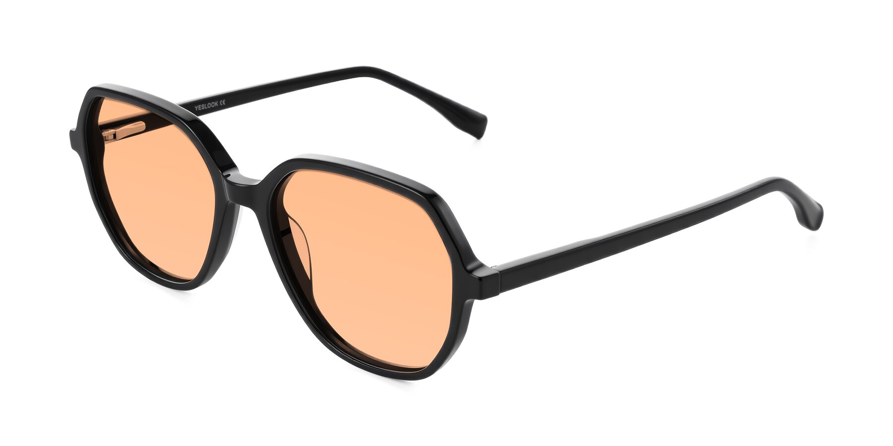 Angle of Avenite in Black with Light Orange Tinted Lenses
