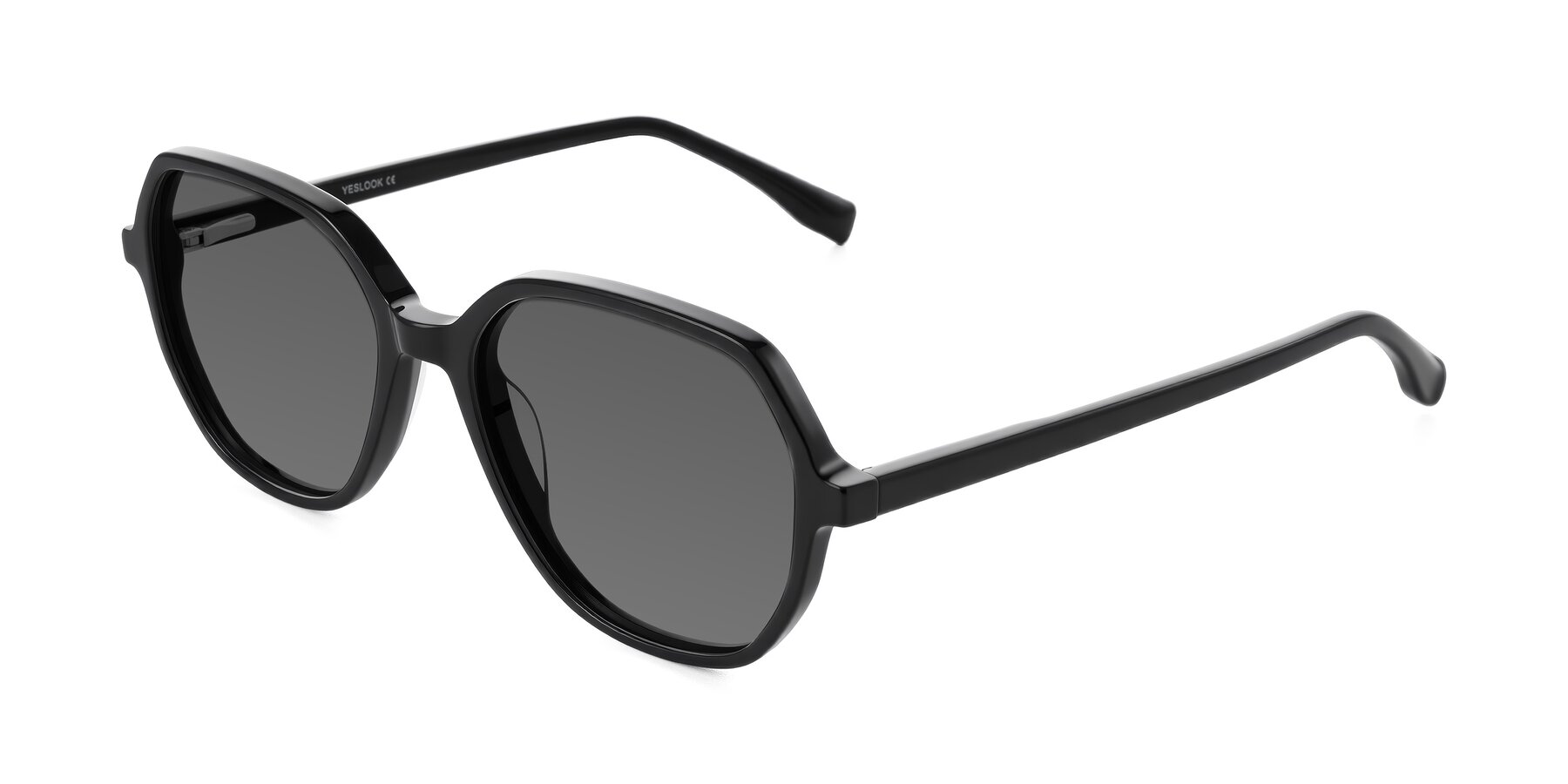 Angle of Avenite in Black with Medium Gray Tinted Lenses