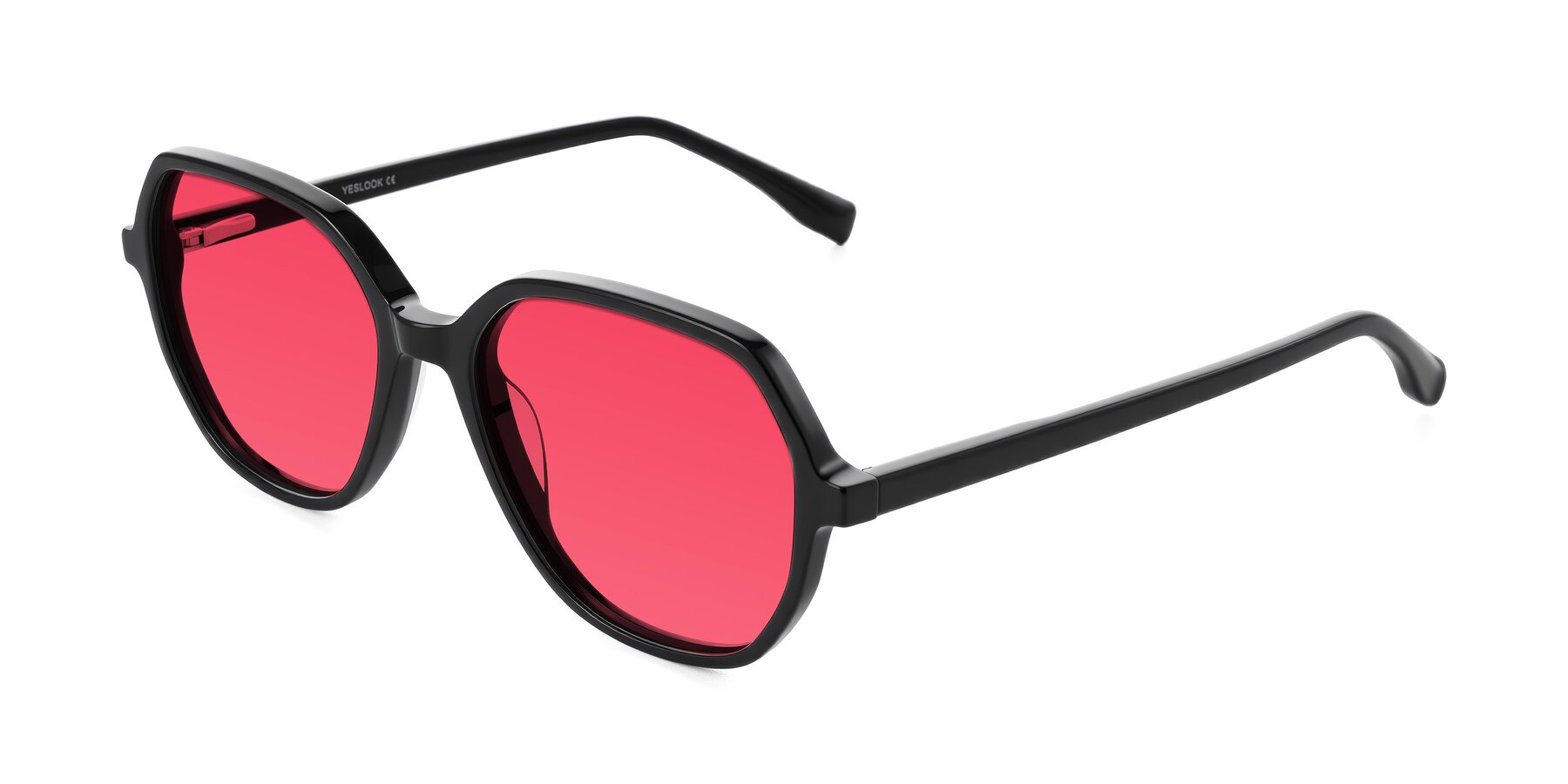 Angle of Avenite in Black with Red Tinted Lenses