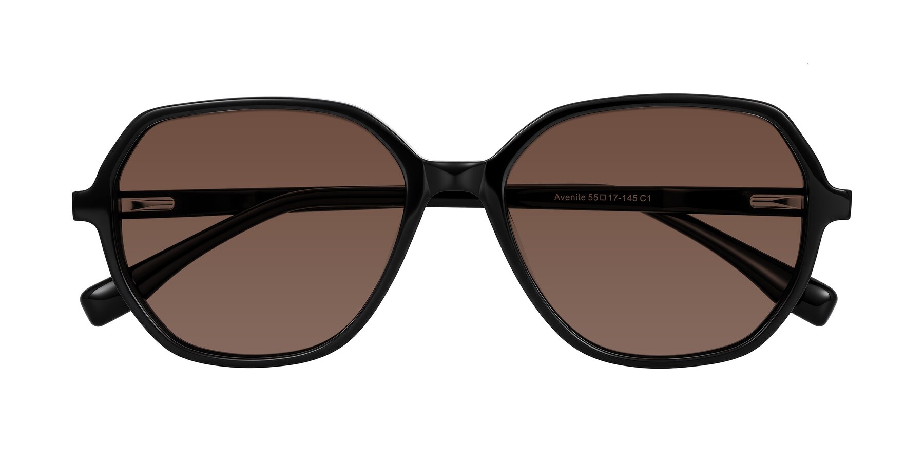 Folded Front of Avenite in Black with Brown Tinted Lenses