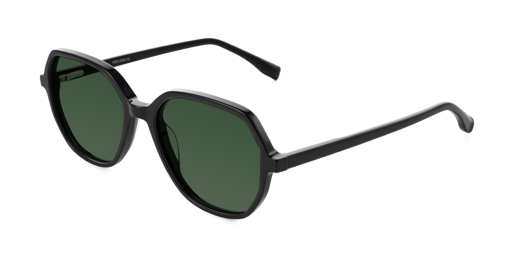Angle of Avenite in Black with Green Tinted Lenses