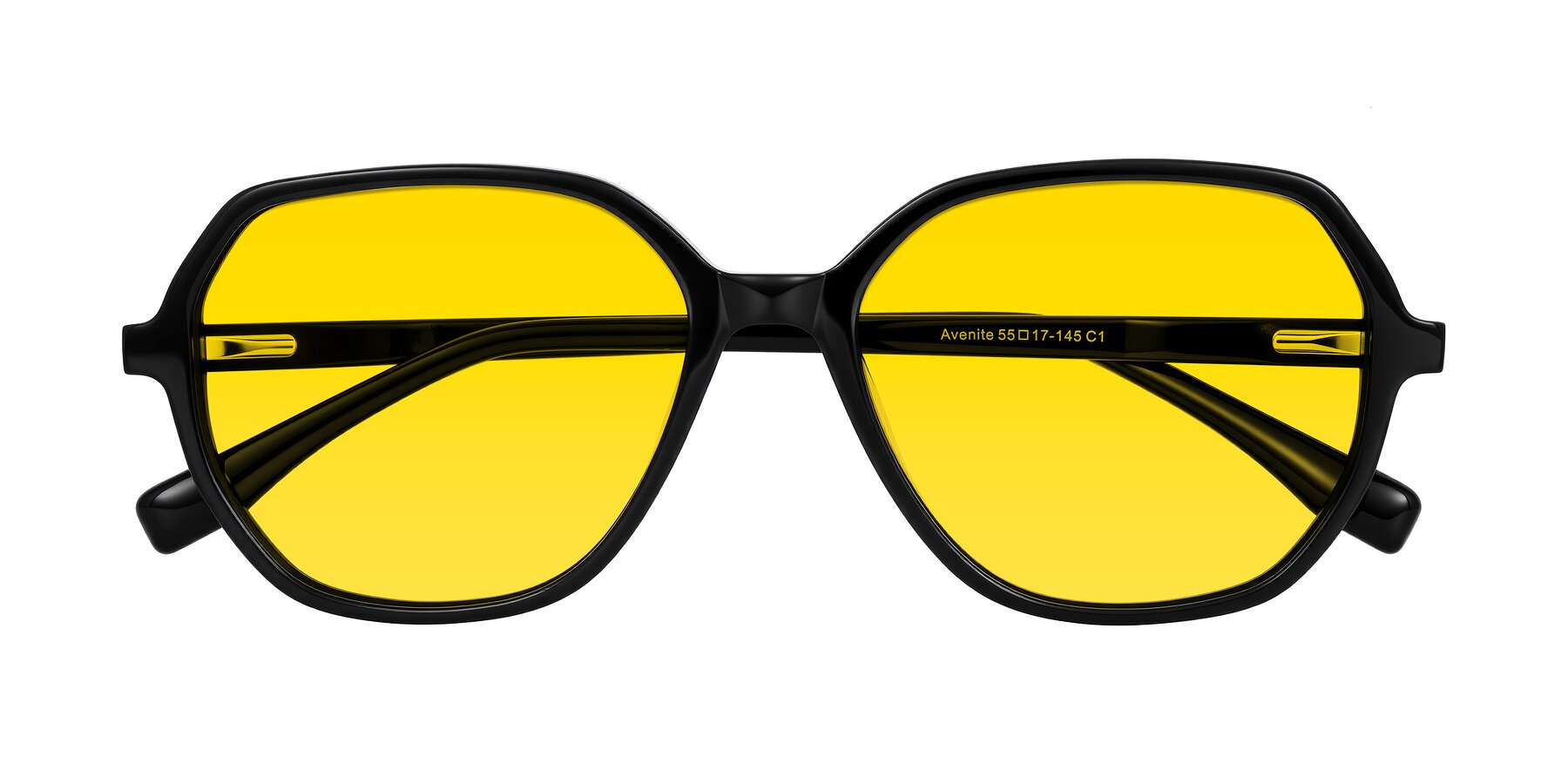 Folded Front of Avenite in Black with Yellow Tinted Lenses