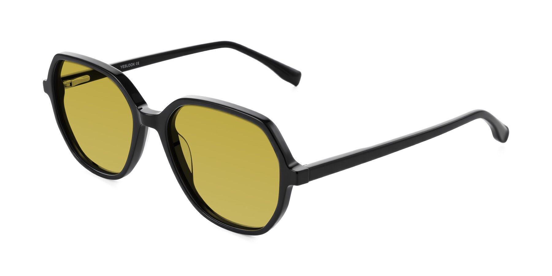 Angle of Avenite in Black with Champagne Tinted Lenses