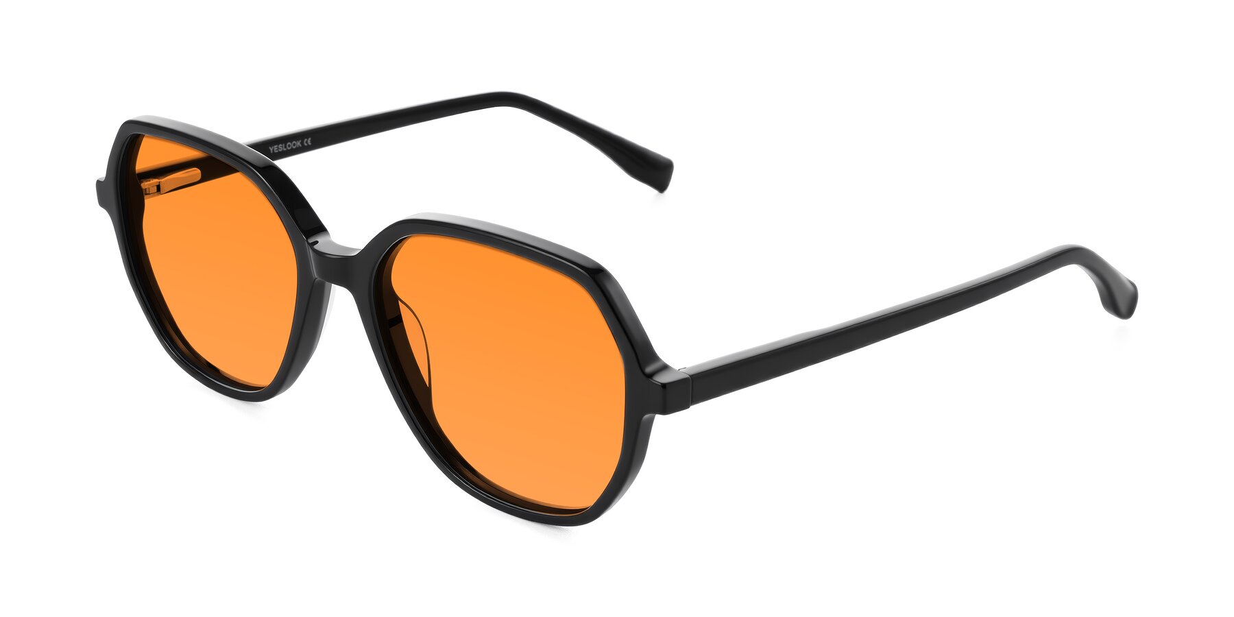 Angle of Avenite in Black with Orange Tinted Lenses