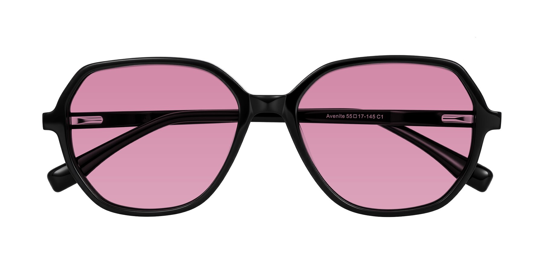 Folded Front of Avenite in Black with Medium Wine Tinted Lenses
