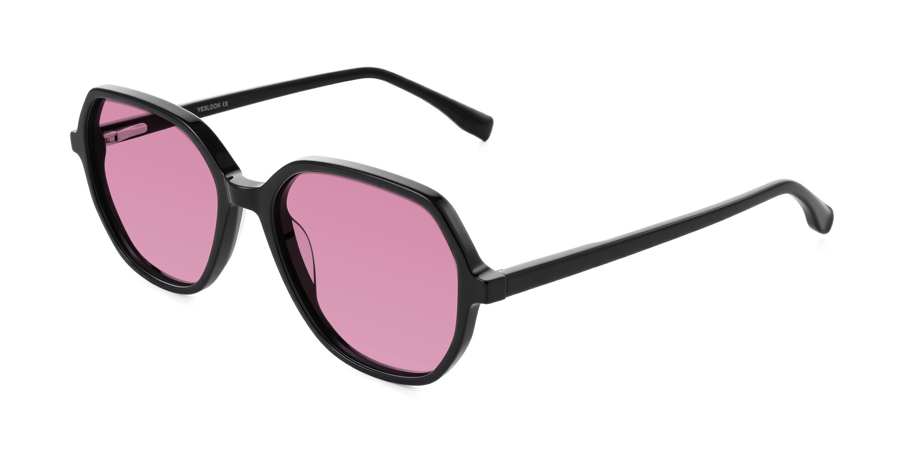 Angle of Avenite in Black with Medium Wine Tinted Lenses