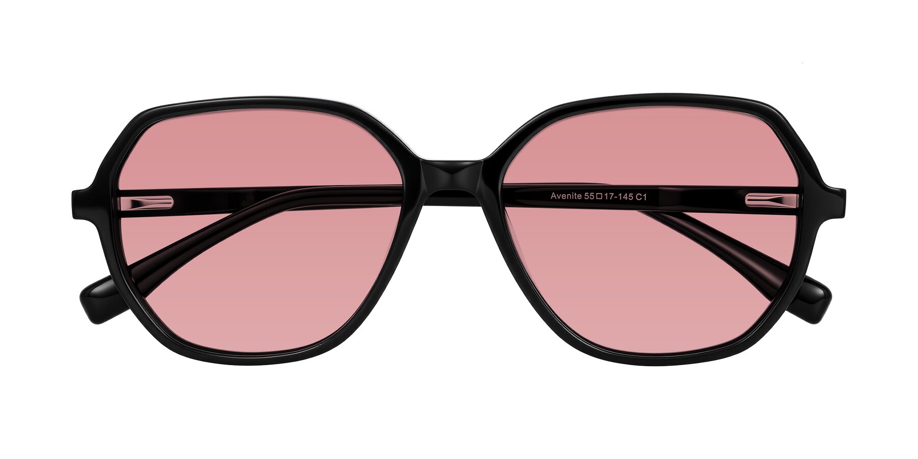 Folded Front of Avenite in Black with Medium Garnet Tinted Lenses