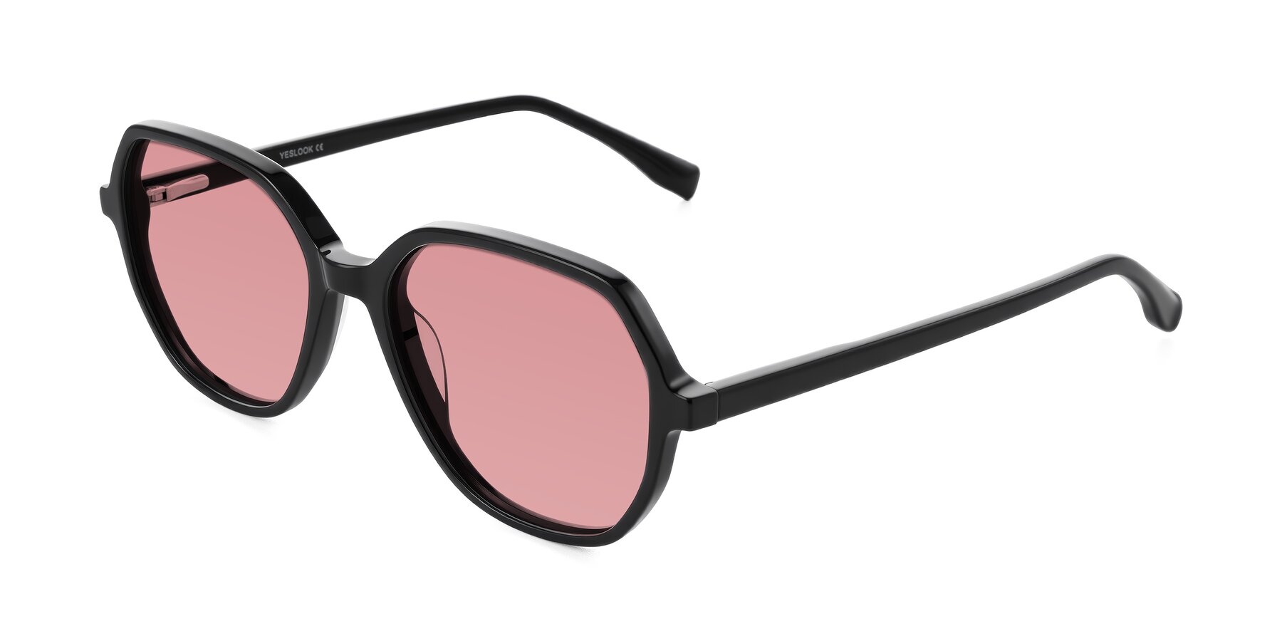 Angle of Avenite in Black with Medium Garnet Tinted Lenses