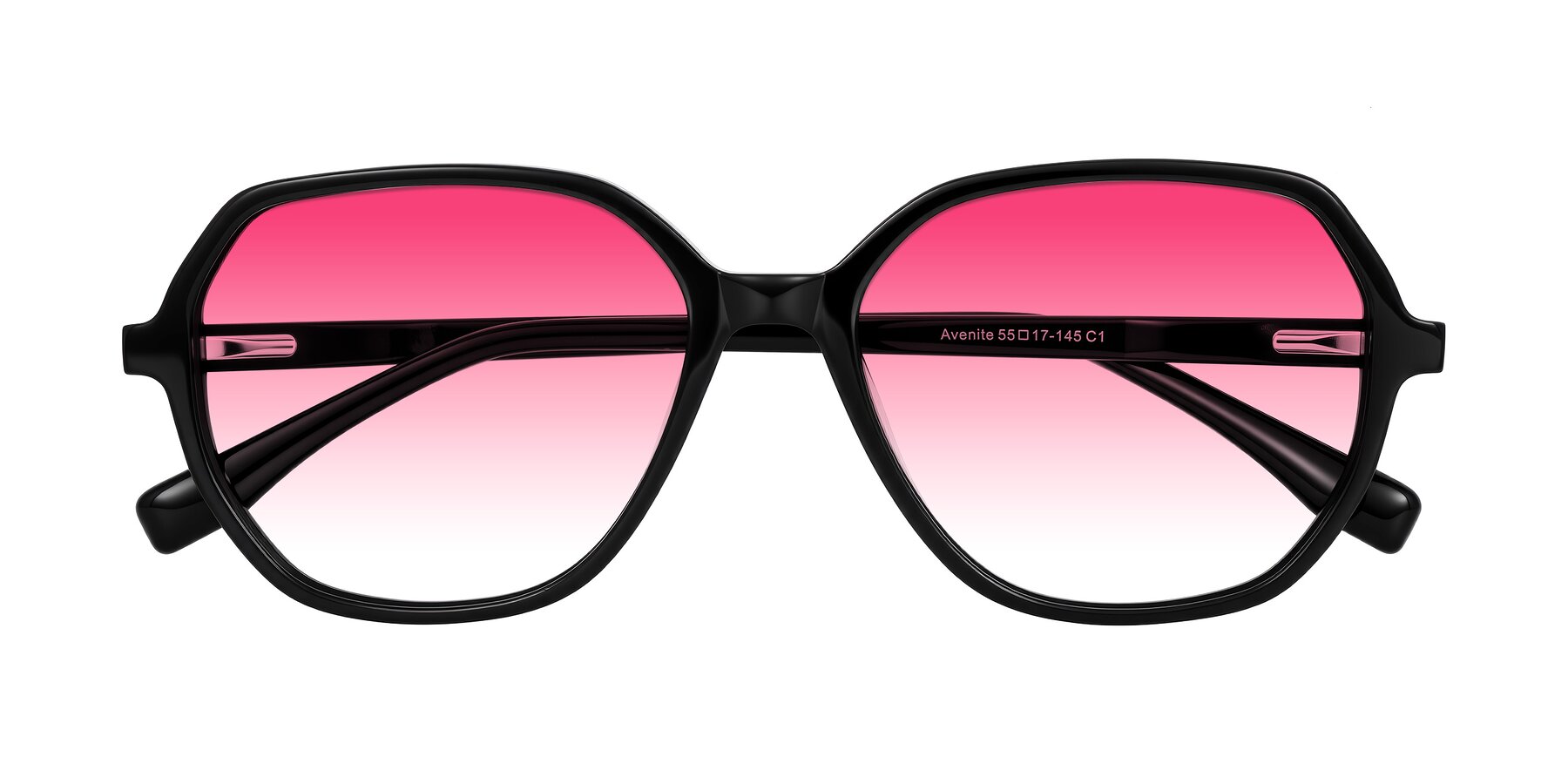 Folded Front of Avenite in Black with Pink Gradient Lenses