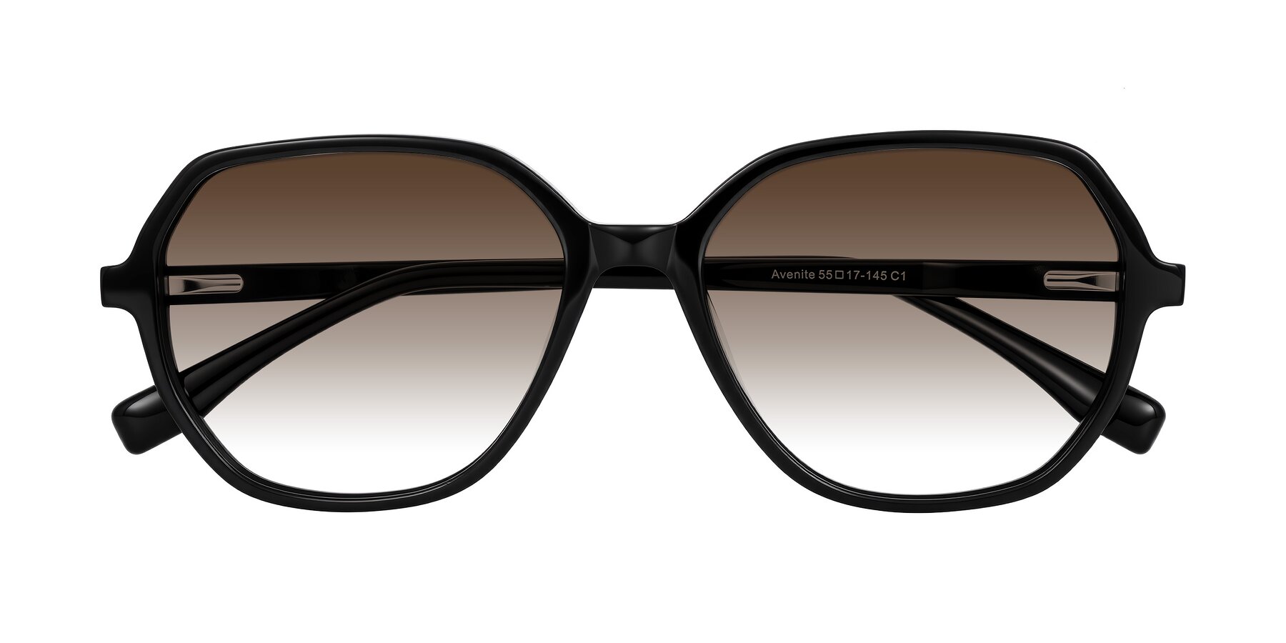 Folded Front of Avenite in Black with Brown Gradient Lenses
