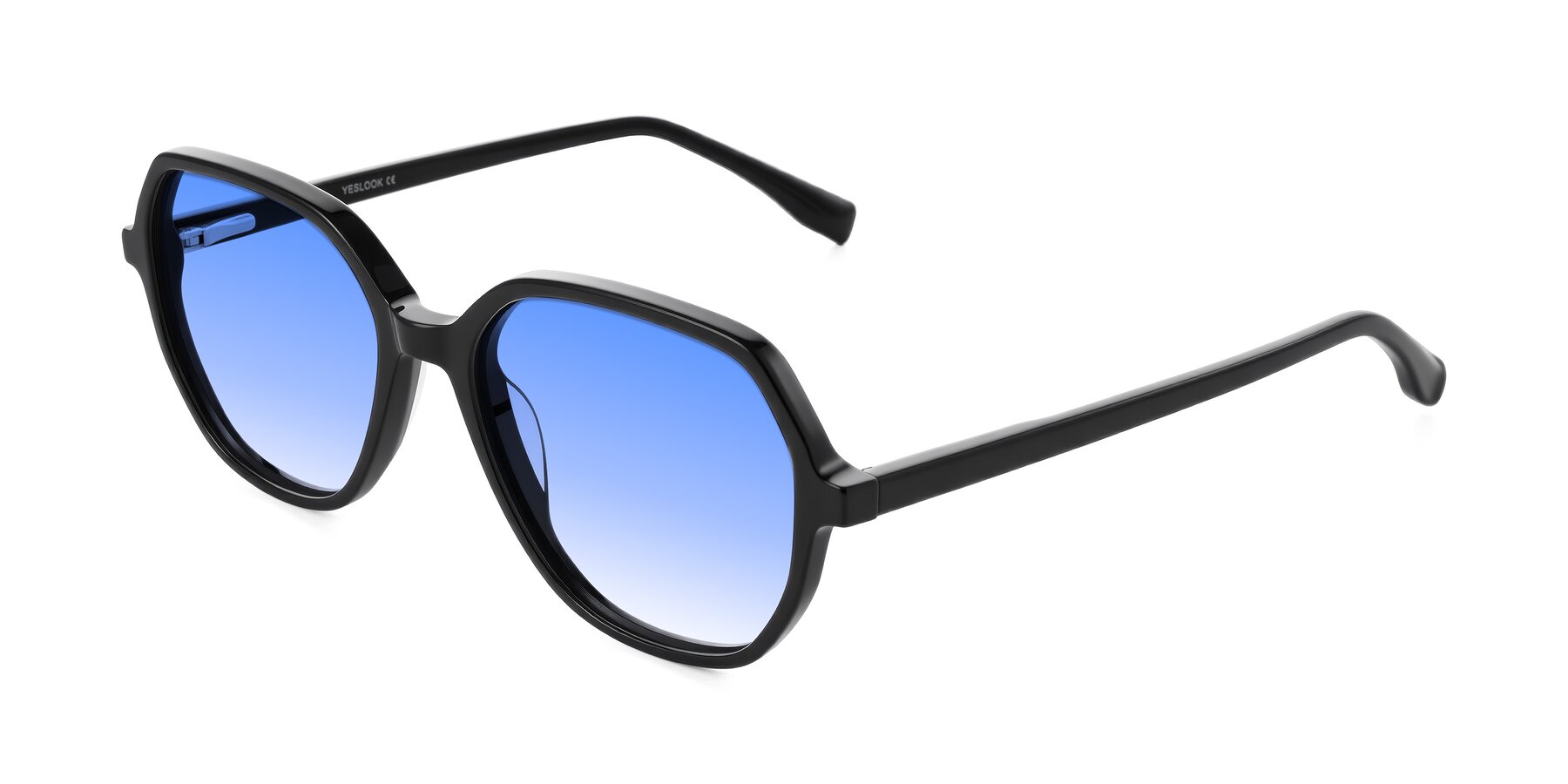 Angle of Avenite in Black with Blue Gradient Lenses