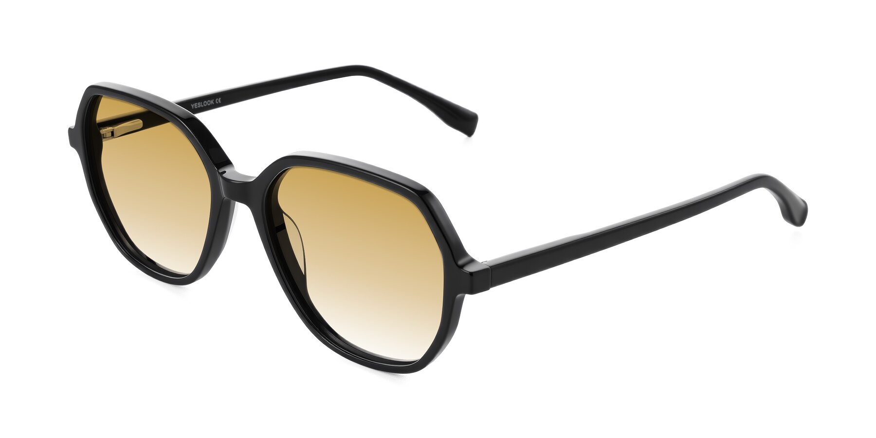Angle of Avenite in Black with Champagne Gradient Lenses