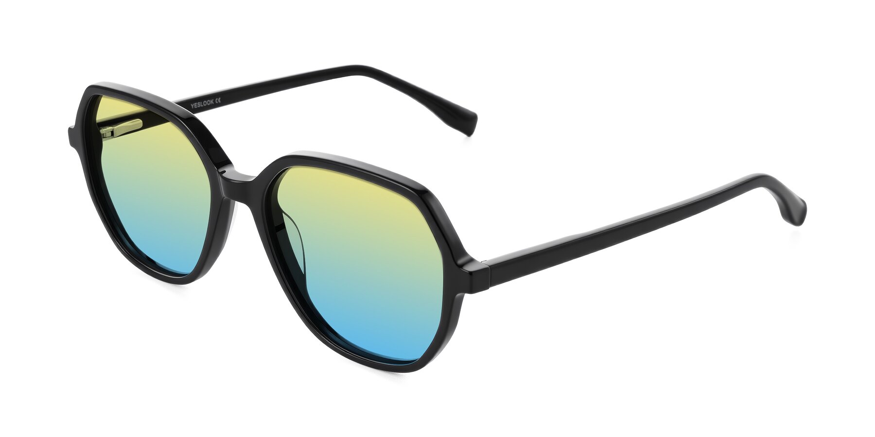 Angle of Avenite in Black with Yellow / Blue Gradient Lenses