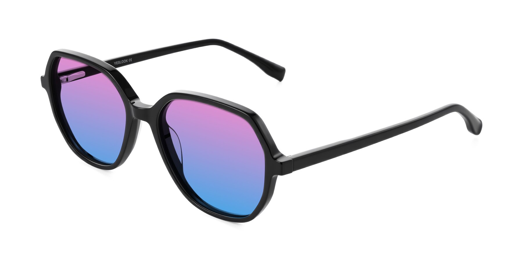 Angle of Avenite in Black with Pink / Blue Gradient Lenses