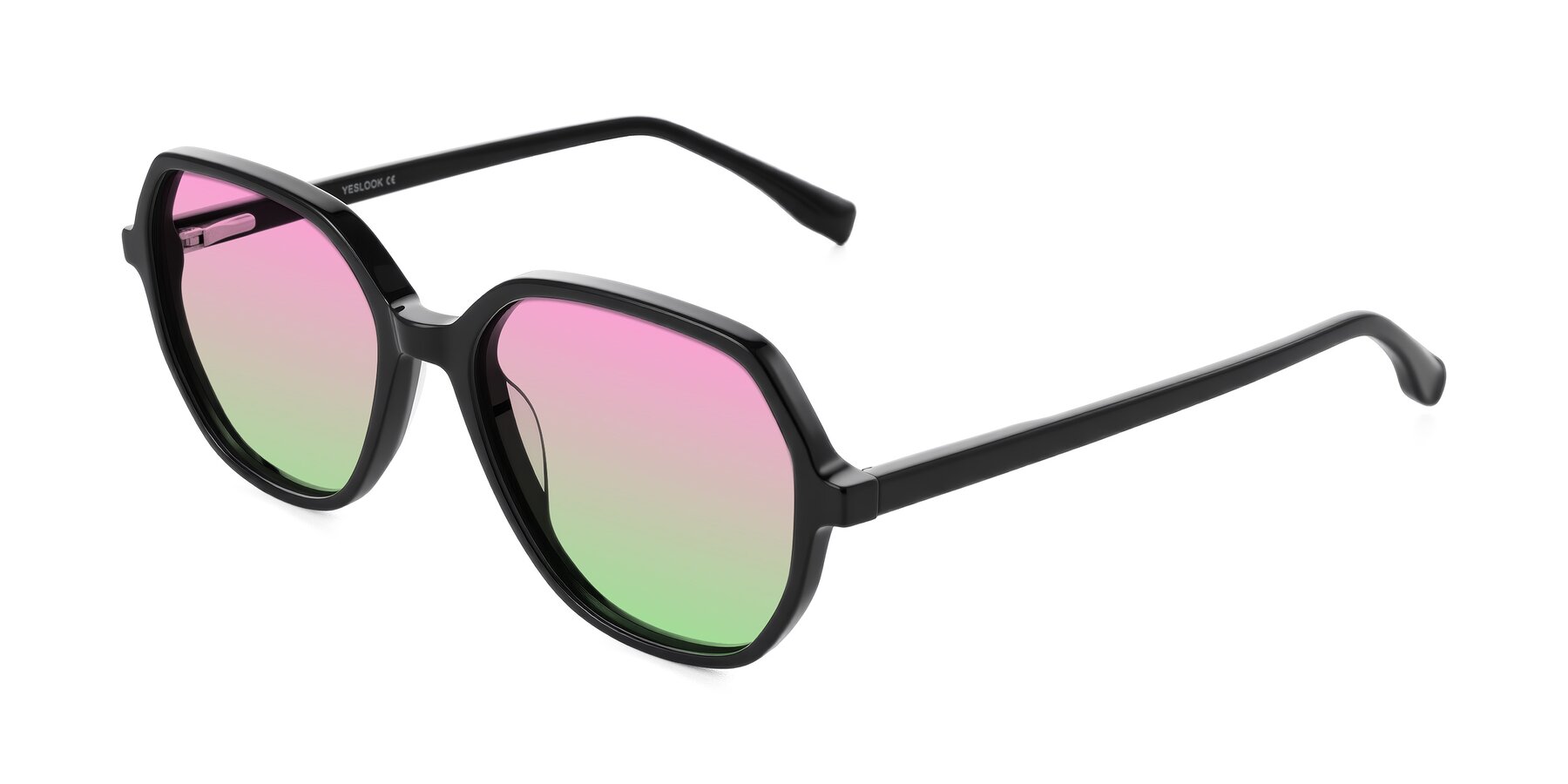Angle of Avenite in Black with Pink / Green Gradient Lenses