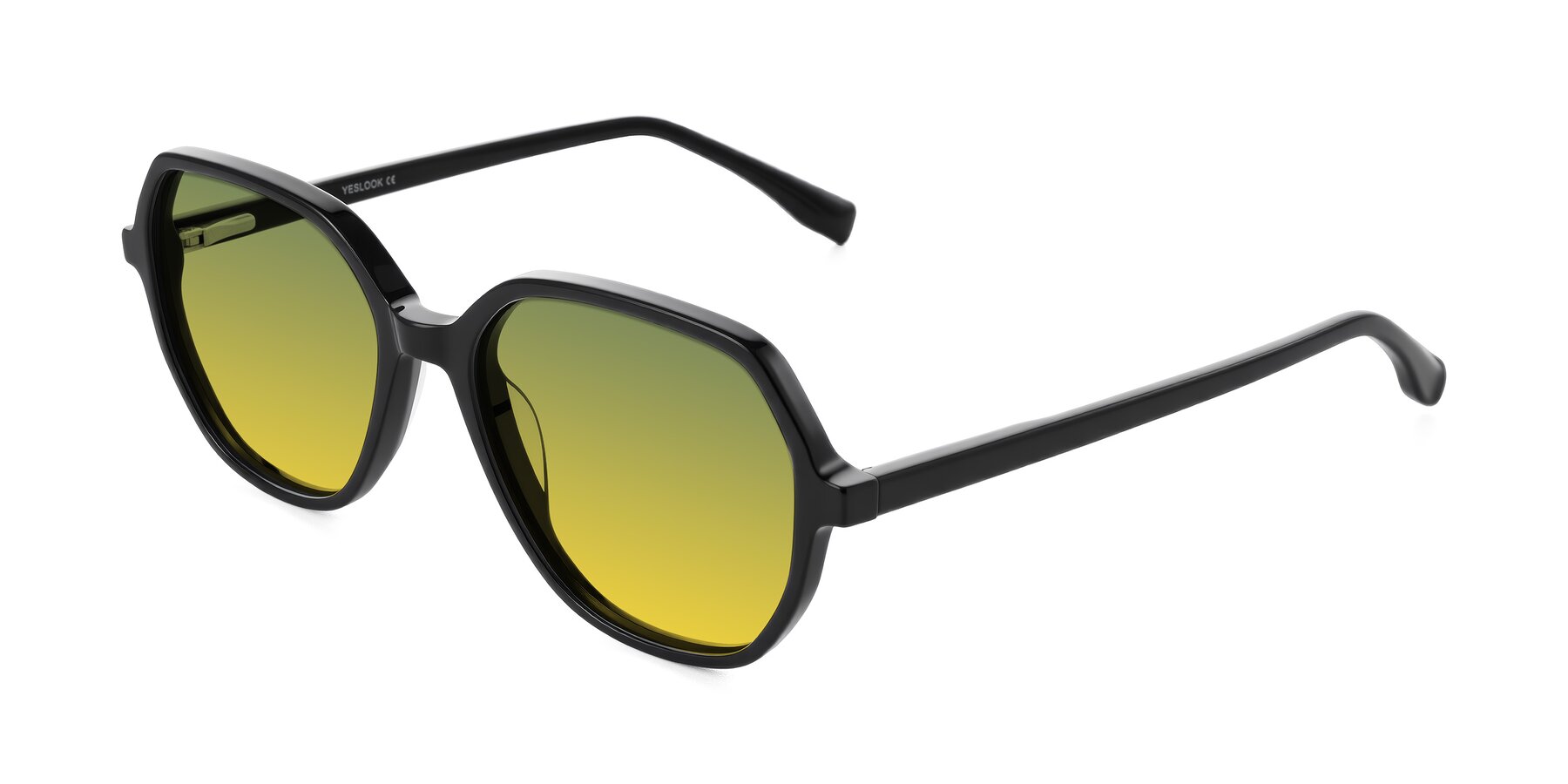 Angle of Avenite in Black with Green / Yellow Gradient Lenses