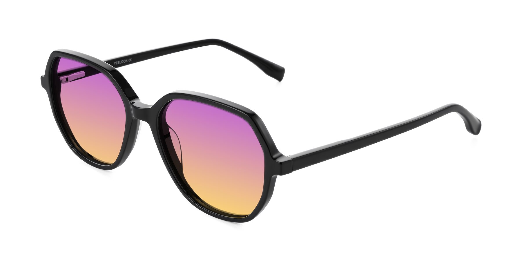 Angle of Avenite in Black with Purple / Yellow Gradient Lenses