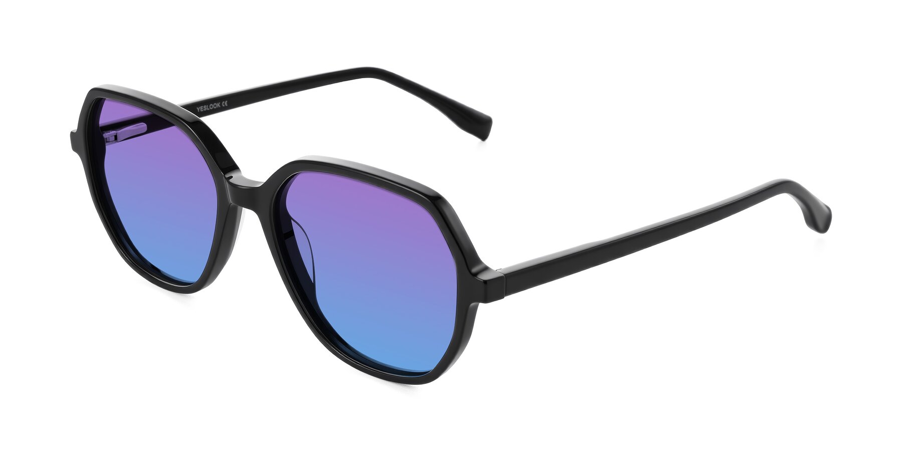Angle of Avenite in Black with Purple / Blue Gradient Lenses
