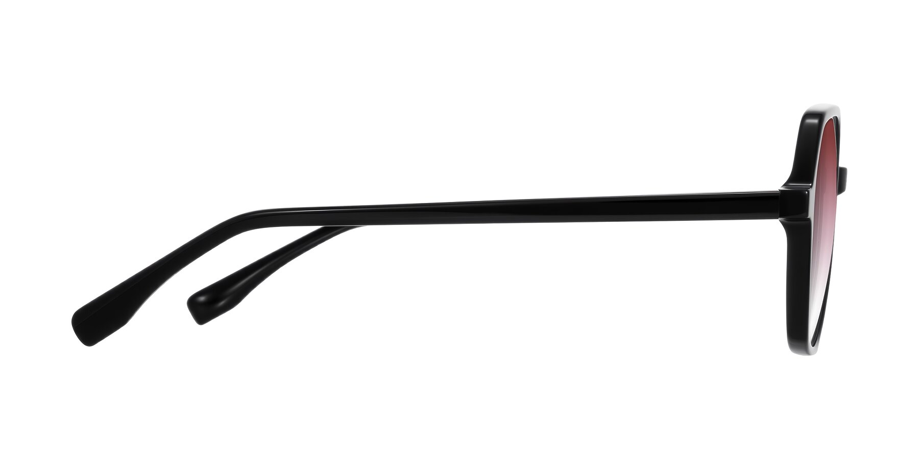 Side of Avenite in Black with Garnet Gradient Lenses