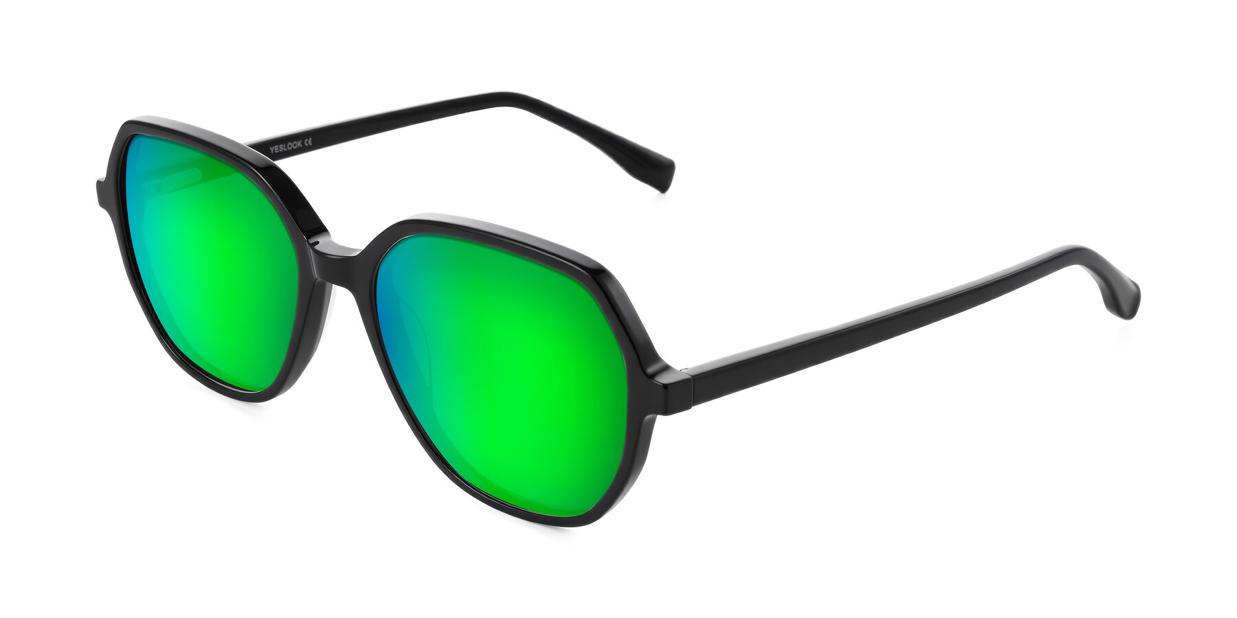 Angle of Avenite in Black with Green Mirrored Lenses