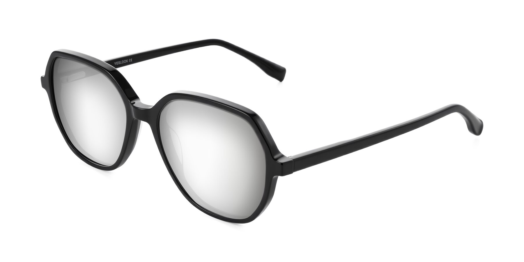 Angle of Avenite in Black with Silver Mirrored Lenses