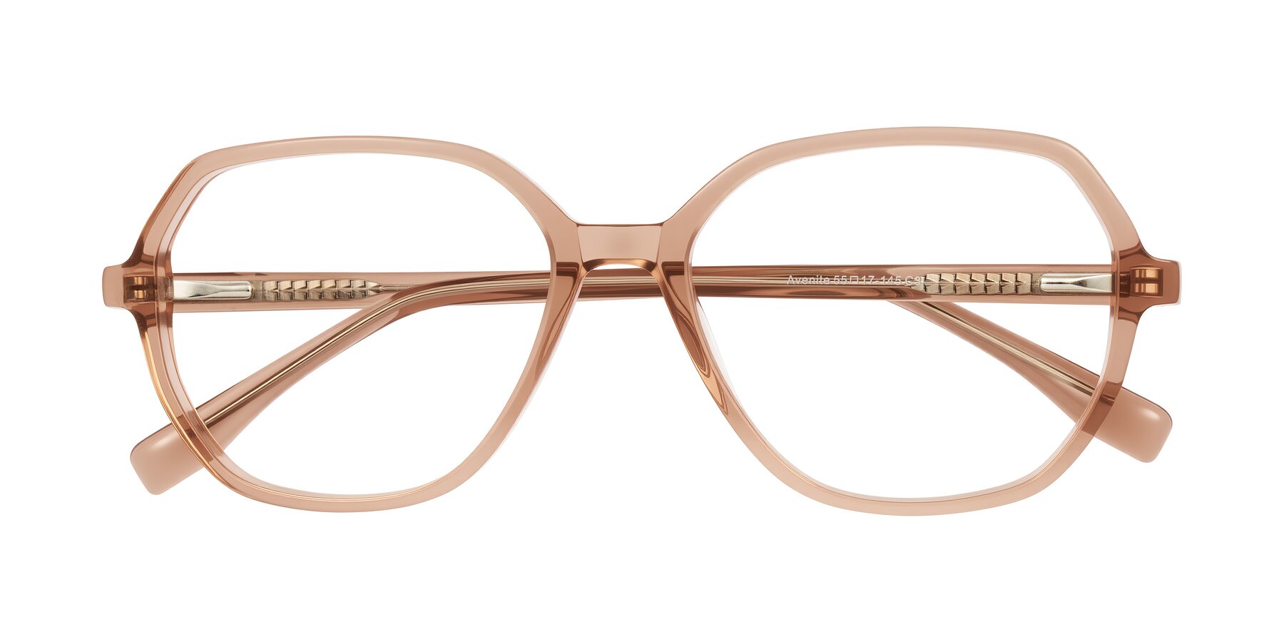 Folded Front of Avenite in Light Brown with Clear Eyeglass Lenses