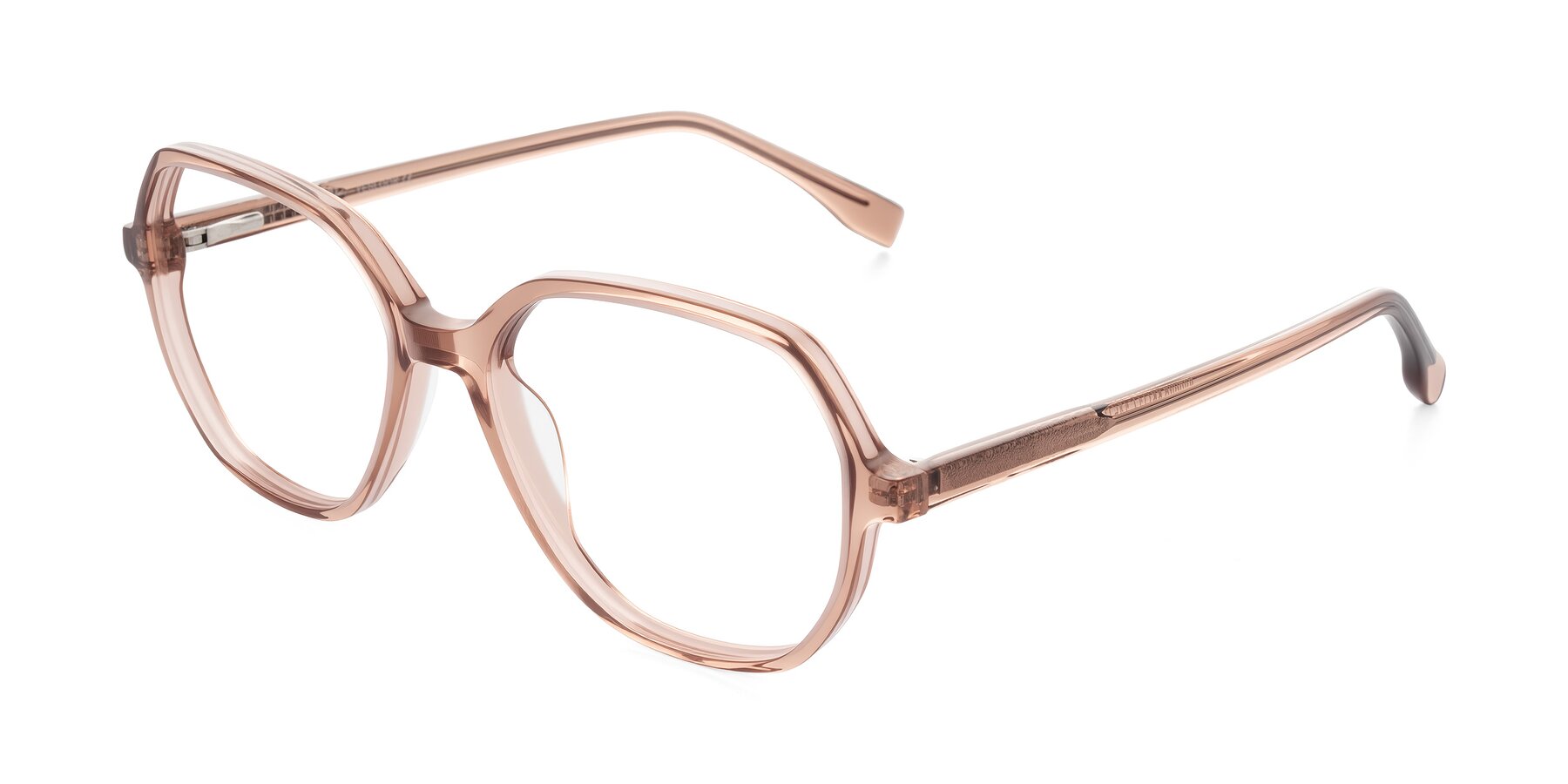 Angle of Avenite in Light Brown with Clear Eyeglass Lenses