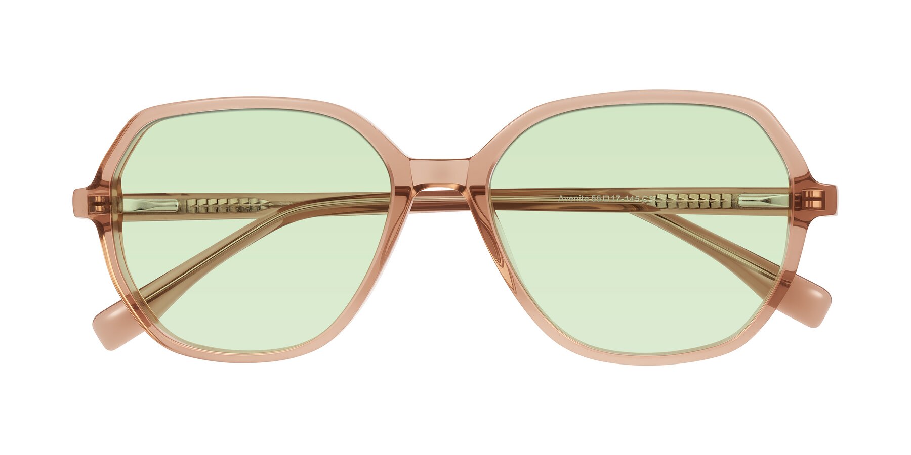 Folded Front of Avenite in Light Brown with Light Green Tinted Lenses