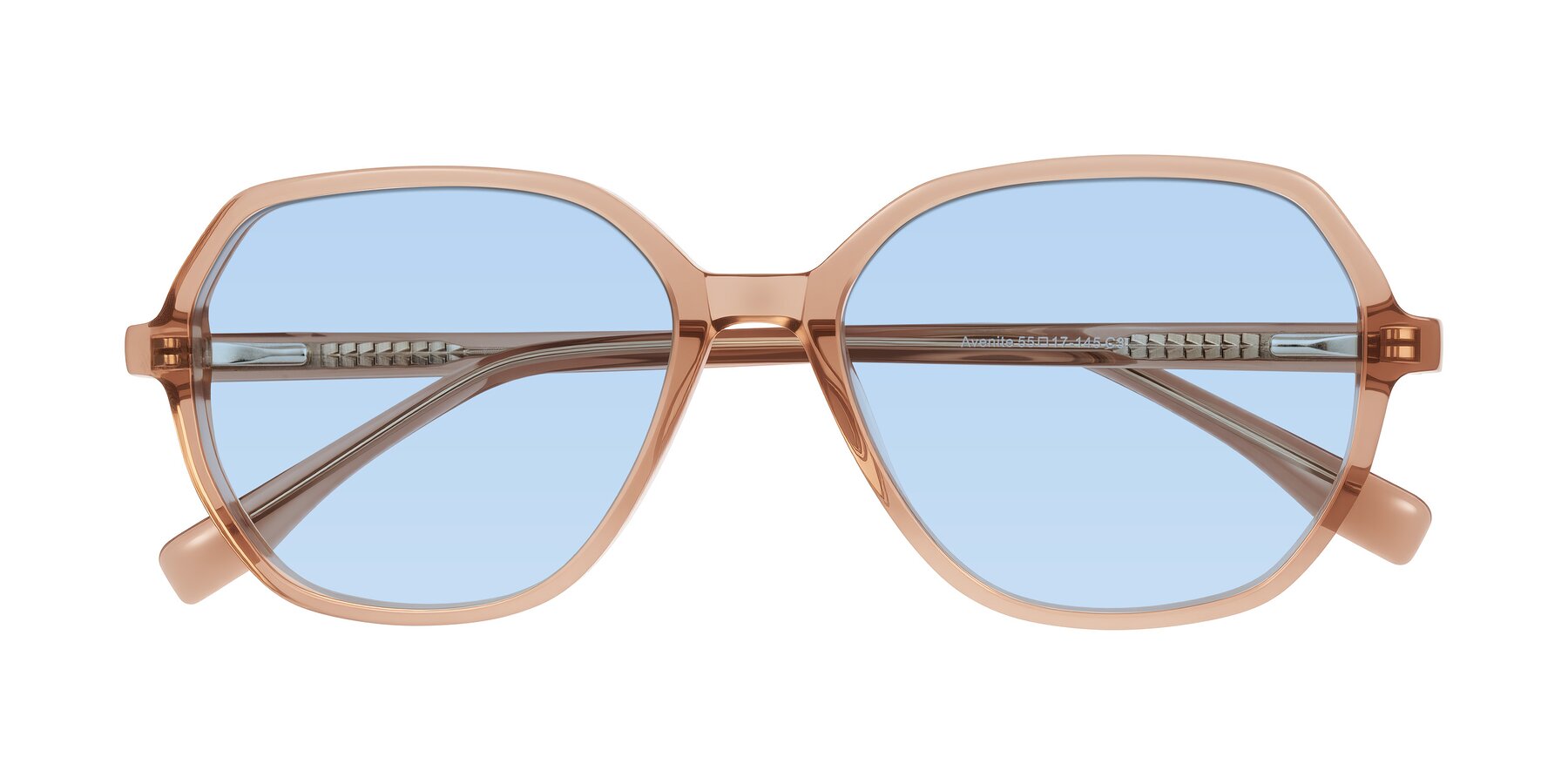 Folded Front of Avenite in Light Brown with Light Blue Tinted Lenses
